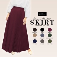 QAYRAA Pleated Skirt Italian Crepe Free Size Skirt - Black/Maroon/Khaki/Army Green/Chocolate