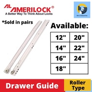 ⎔ ⦁ ▝ ■ Amerilock Drawer Guide Roller Type Drawer Slide 12" 14" 16" 18" 20" 22" 24"