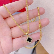 Titanium Lucky Black Four Leaf Clover Pendant Necklace - MSP: DC68