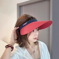 Red Topless Hat Women's New Outdoor Sports Cycling Sun Hat Summer Big Brim Hat Face-Looking Small Su