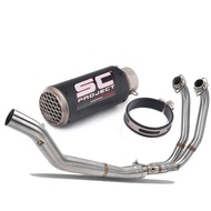 Promotion Motorcycle Stainless Steel Exhaust Pipe Front Section Middle Section Carbon Fiber Tail Sec