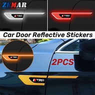 2Pcs Toyota TRD BMW Car Door Reflective Sticker Car body scratch strip Safety Warning Decorative sti