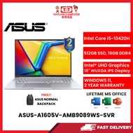 ASUS-A1605V-AMB9089WS-SVR-INTELCOREI5-13420H,16GBR4,512GBSSD,INTELUHD,16"WUXGA,W1164,2YRS,H&S