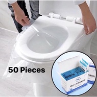 50 PIECES Toilet Seat Cover Disposable Travel Portable Water Proof Pocket Slip Film Kertas Penutup Duduk Tandas 马桶垫坐垫一次性