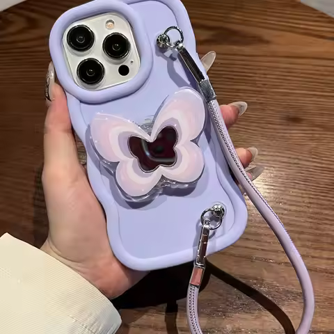 3D Butterfly Stand Wrist Strap Case For Samsung Galaxy C55 M55 M35 M15 M05 M04 M14 M34 M54 M32 M22 M