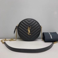 YSL聖羅蘭Vinyle黑金魚子醬皮圓餅包