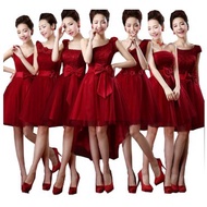 Burgundy braidsmaid junior bridesmaids and bride party dress