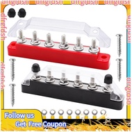 【D&F】Battery Bus Bar 6 X 1/4Inch (M6) Terminal Studs 12V Power Distribution Block with Cover and Rin