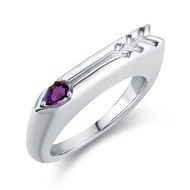 紫水晶圖章戒指-箭心形客製女戒-925純銀印章情侶對戒-免費刻字