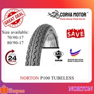 Corva Motor Norton Motorsikal P100 Tubeless 70/90-17 80/90-17 Tt100 Tubeless Tayar Viva Ft100 Sama K