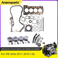 Engine Parts Rebuild Kit Timing Chain Pistons Rings Fit 1.6 L L4 Gas EA111 For VW Jetta Tiguan 11- 1