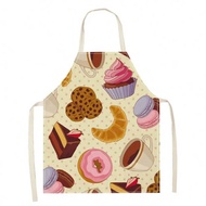 Cute Food Print Apron, Cartoon Baking Pastry Kitchen Bib, Sweet Fruit Ice Cream Cooking Apron, Novel