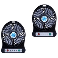 2X Portable Rechargeable Mini Fan Air Cooler Mini Desk Fan USB Cooling Rechargeable Handheld Fans Black