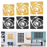 [Kesoto1] Mirror Decal Flower Pattern Wall Sticker Waterproof for Decor