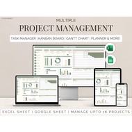 16 Project Management Template Google Excel Dashboard Project Tracker Planner spreadsheet Kanban Tim