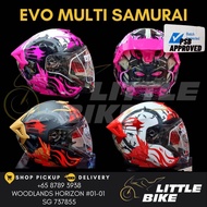 SG Seller 🇸🇬 PSB APPROVED Evo RS9 multi samurai red pink open face motorcycle helmet with sun visor