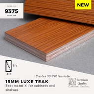 15mm Luxe Teak 3D PVC laminated plywood (4ft x 8ft) 2-sides PVC | 9375 | Papan kayu DIY | plywood | 