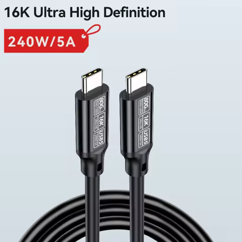 240W USB-C to USB-C 5A Fast Charging Cable 80Gbps Data Cable Compatible with Thunderbolt 5/4/3 Proje