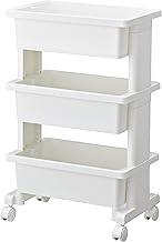 JEJ Astage Lise Mobile Wagon Mini, Made in Japan, Assembly Required, 3 Tiers, Comes with Casters, Wh