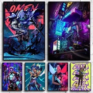 Anime Online Game Valorant Poster Neon Canvas Wall Art Kawaii Game Room Decoration Reyna Jett Game P