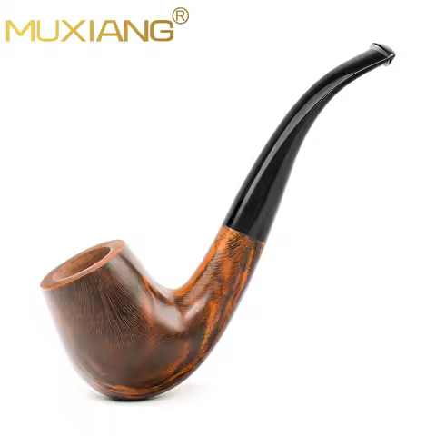 Premium Natural Briar Wood Smoking Pipe Vintage Ergonomic Design Comfortable Hand Grip, 3mm Filter P