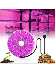 1入dc 5v Usb Led全光譜植物燈條,植物種植適用於蔬菜花卉幼苗生長燈