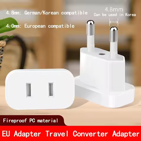 CN China To European Russia 2Pin EU Plug Adapter 4.0/4.8mm Travel AC Converter For Korea France Germ