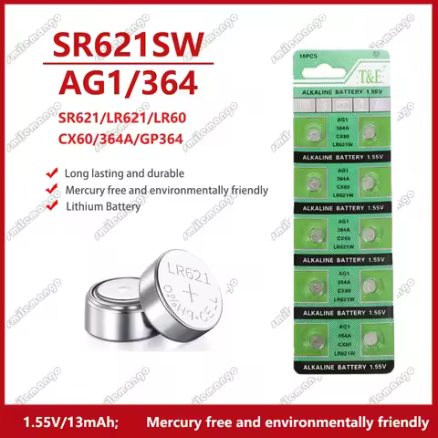 2-50PCS 1.55V 13mAh AG1 LR621 364 164 531 SR621 SR621SW SR60 CX60 Button Battery For Watch Toys Remo