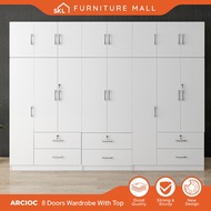 ARCIOC 10X8FT 8 DOOR WARDROBE WITH TOP SHELF / DRAWERS / ALMARI BAJU
