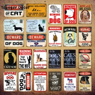 2024 Beware Of Cat Metal Signs Warning Guard Dog Loose Wall Plaque Bar Kitchen Home Art Craft Man Ca