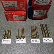 Dinabolt Concrete Bolt M10 Yellow Color 10x50 10x65 10x77 10x97 Dynabolt Brand Wowo Dyna Bolt