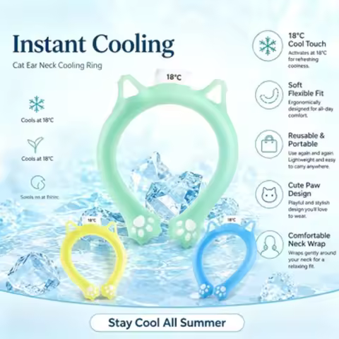 Summer Cool Neck Ice Band, Portable Sports Cooling Neck Wrap, Instant Chill Ring for Heat Relief Out