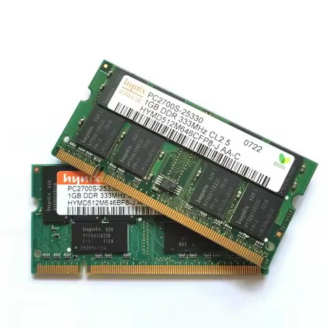Hynix Chipset Notebook DDR 1GB DDR1 1GB 333 MHz PC2700 PC-2700S 1G Memory Laptop RAM 200pin Sodimm 3