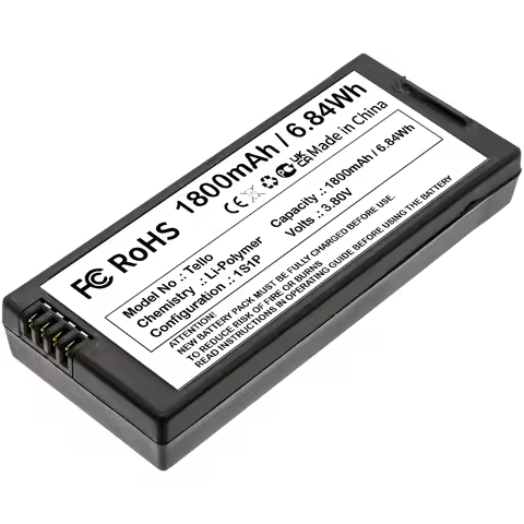 Drones Replacement Battery For DJI:T01,Tello,1800mAh / 6.84Wh,Li-Polymer,3.80V,61.70 x 26.60 x 11.50