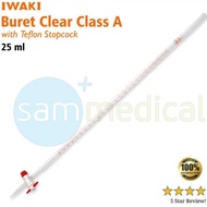 Iwaki buret / Burette Clear Class A with Teflon Stopcock 25 ml / laboratory equipment / lab equipmen