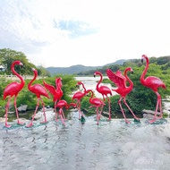 Sculpture Props Shooting Simulation Pool Animal Flamingo Glass Steel Model Window View Area Decorati