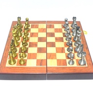 Non-Magnetic Chess Set Metal Chess Pieces Foldable Board Chess Games Toys Entertainment Chess Game