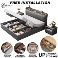 【Free Installation】HDB Oversized Storage Bed Solid Wooden Bed Frame Tatami Single/Super Single/Queen/Full Size Bed