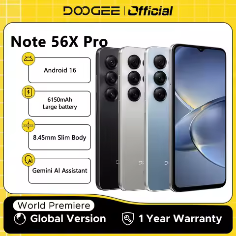 DOOGEE Note56 X PRO 5G Mobile Phone 8.45mm Slim Body 6150mAh Battery Gemini Al Assistant Widevine L1