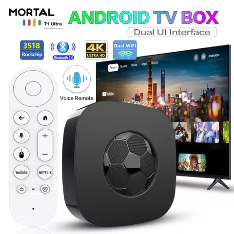 T1 Ultra Smart Android TV Box 4K HD Dual Band Wifi 2.4G/5.8G Bluetooth 5.0 Quad Core High Speed Runn