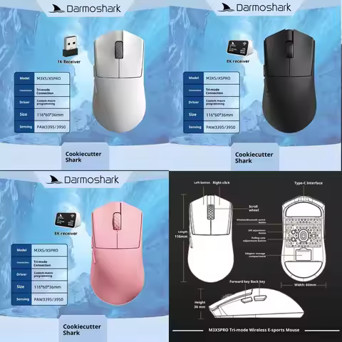 Darmoshark M3xs/Pro Wireless Bluetooth Mouse Wired Tablet Game E-Sports Game Live Office Mouse Men A