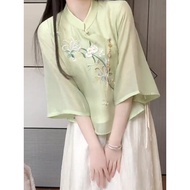旗袍 cheongsam dress muslimah Matcha Mochi 2025 SS Chinese-Style Buckle Cheongsam Two-Piece Set