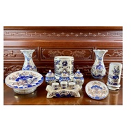 [VIP] High Quality Gold Painted Blue Enamel Lotus Enamel Worship Set - Table Sizes 1m27,1m53,1m57, 2