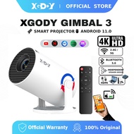 XGODY HY300 Gimbal 3 4K Full HD 1080P 10000 Lumens Android 11 Mini Projecter WiFi6 Bluetooth 5.0 LCD