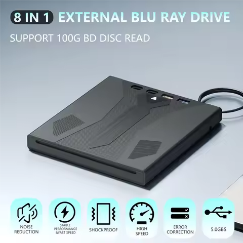 NEW External Blu Ray Drive Burner, Support 100G Disc USB 3.0 And Type-C DVD/CD/BD Player,3D Optical 
