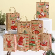⚡ 10/24pcs Christmas Gift Bag With Handles Kraft Paper Bags Santa Claus Snowman 2024 Xmas Party Candy Bag Cookie Present Bag Decoration ⚡