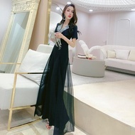 Chiffon Patchwork Elegant Jumpsuit Pants for Women Summer2021New Korean Style Exquisite Rhinestone Suit Collar Jumpsuit