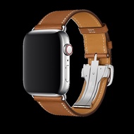 [HOT JUXXKWIHGWH 514] สำหรับ Apple Watch Band Series 7 6 5 4 3 2 1 SE สร้อยข้อมือหนังแท้ Apple Watch 45มม. 41มม. 44มม. 40มม. 42มม. 38มม. สำหรับ IWatch