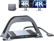 4URPC MacBook Pro Docking Station Dual Monitor 4K@60Hz, 10 in 2 Laptop Docking Station Stand with 2 