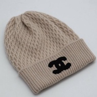 CHANEL 23B針織毛帽 - 米白